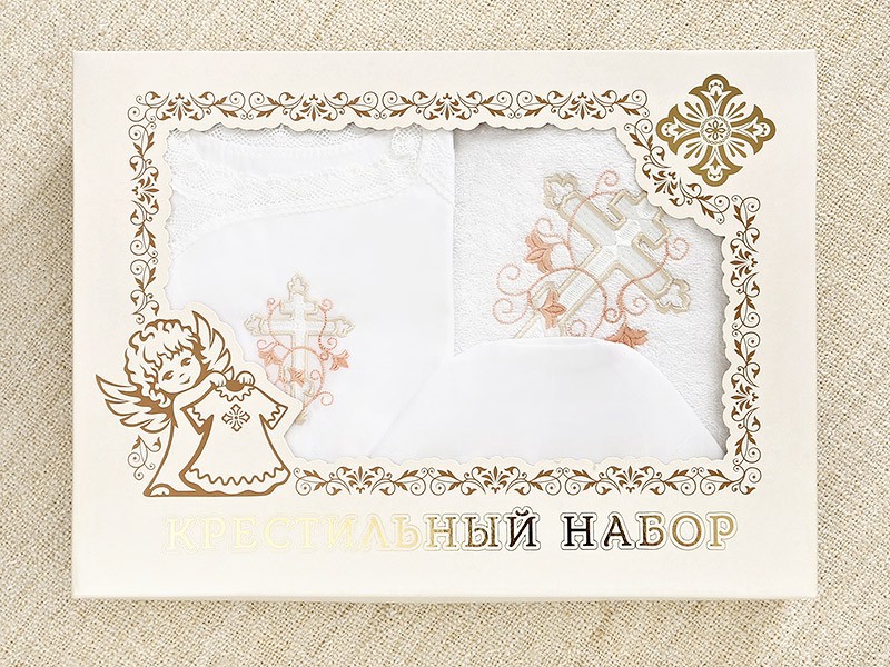 Крестильный набор для девочки "Анна" с полотенцем фото 9