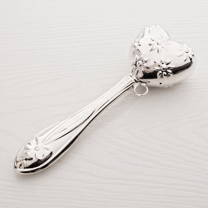 Серебряная погремушка "Сердечко" фото 3