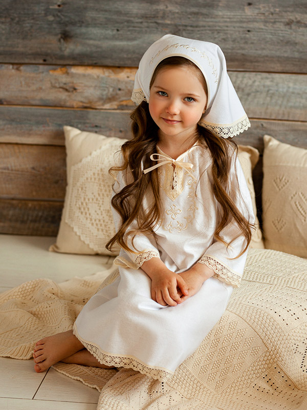 Теплая сорочка "Ульяна" для Крещения девочки фото 2