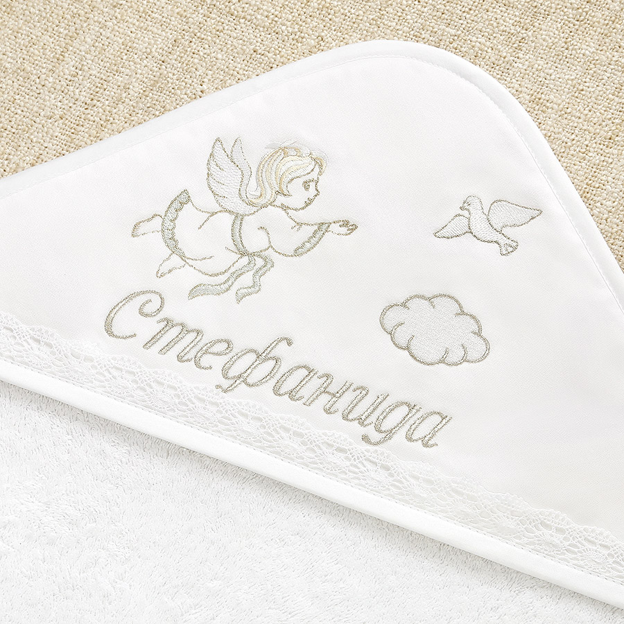 Махровое крестильное полотенце с уголком "Ангел" фото 3