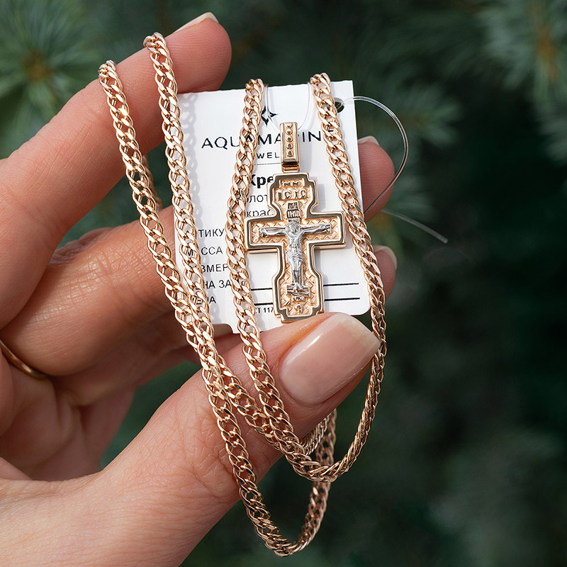 Золотой крестик 14858АКВ, взрослый фото 5