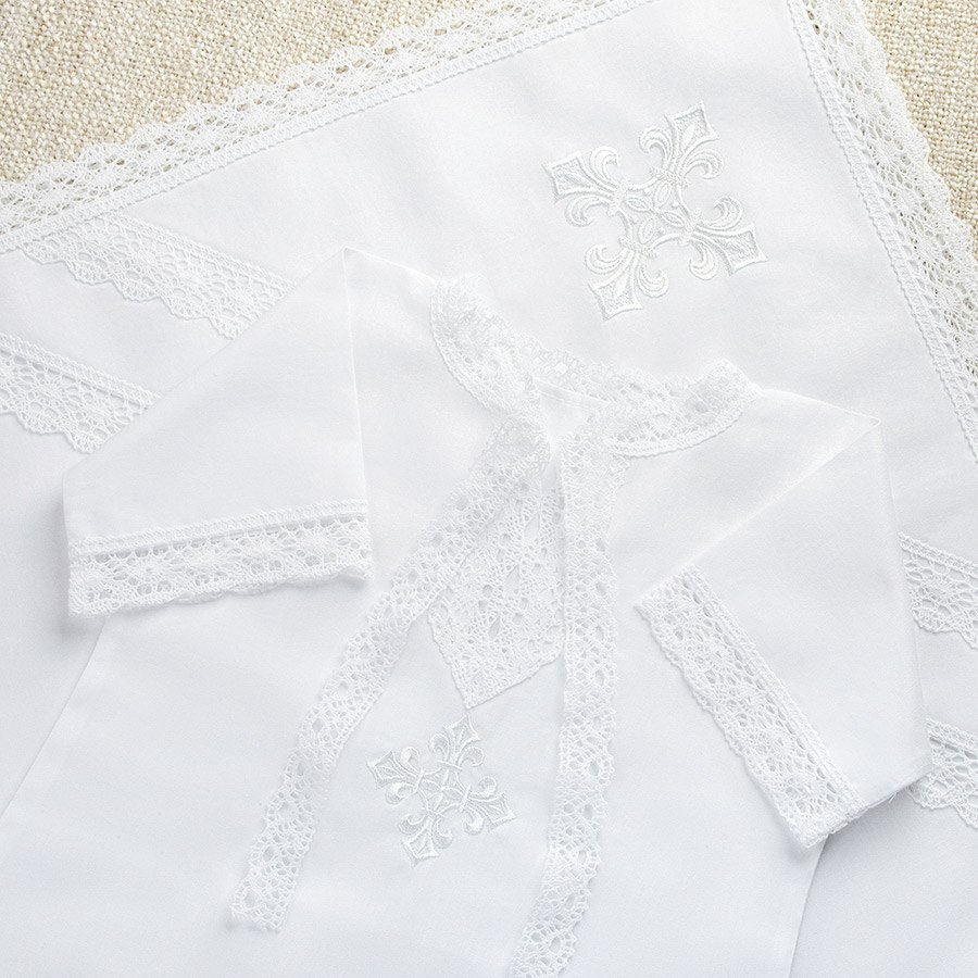 Крестильный комплект "Классика" для ребенка с пеленкой фото 3