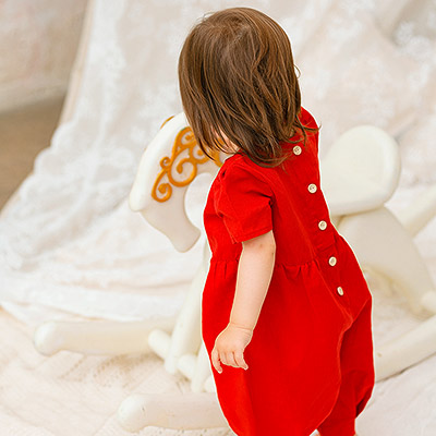 Фото товара "Льняной комбинезон Безе красный" при наведении