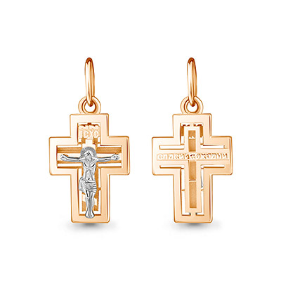 Золотой крестик 14949АКВ - миниатюра фотографии товара в каталоге ЛиноБамбино