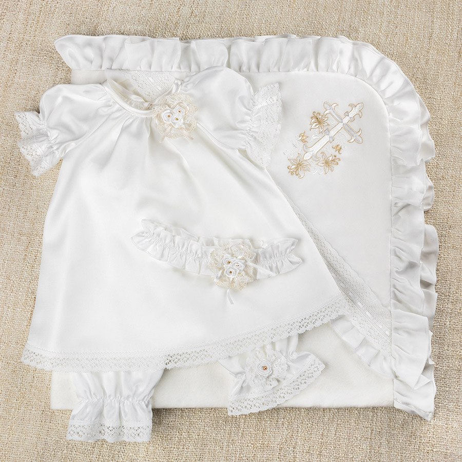 Крестильный комплект "Ангелина" для девочки с крыжмой фото 1