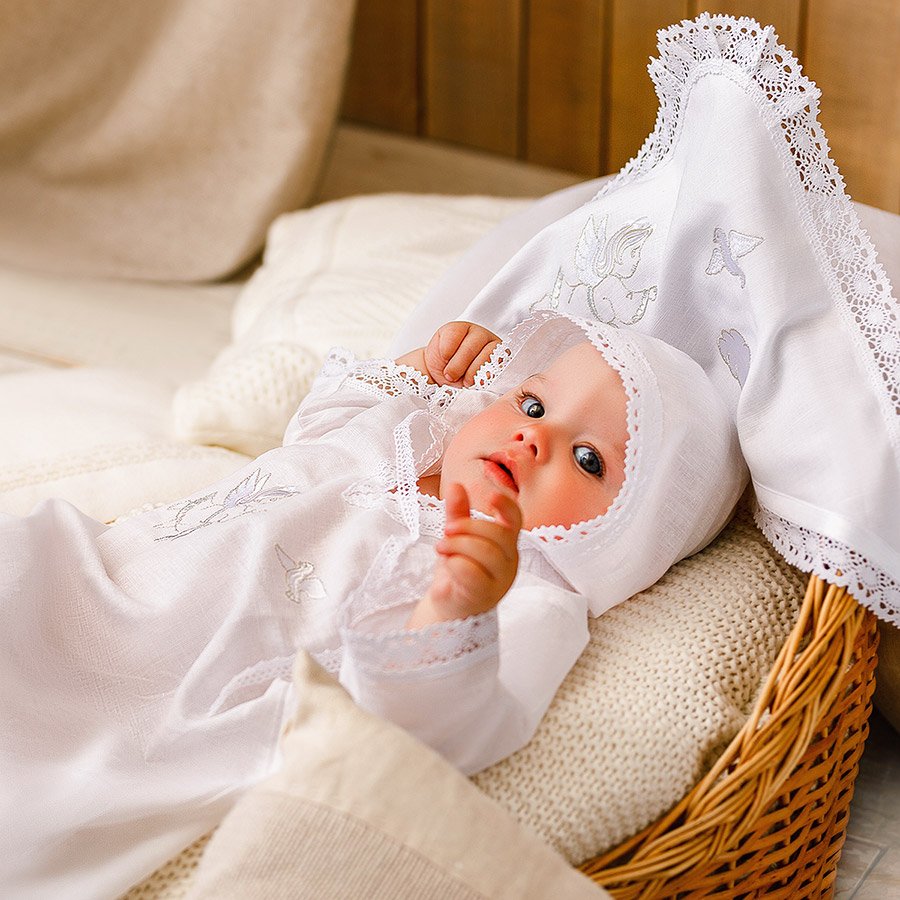 Детский крестильный комплект "Ангел" с пеленкой фото 4