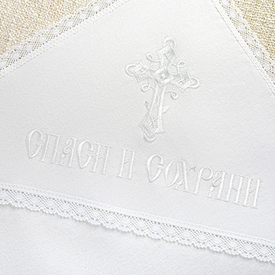 Тёплая пеленка для крещения "Кружевное Пёрышко" - миниатюра фотографии товара в каталоге ЛиноБамбино