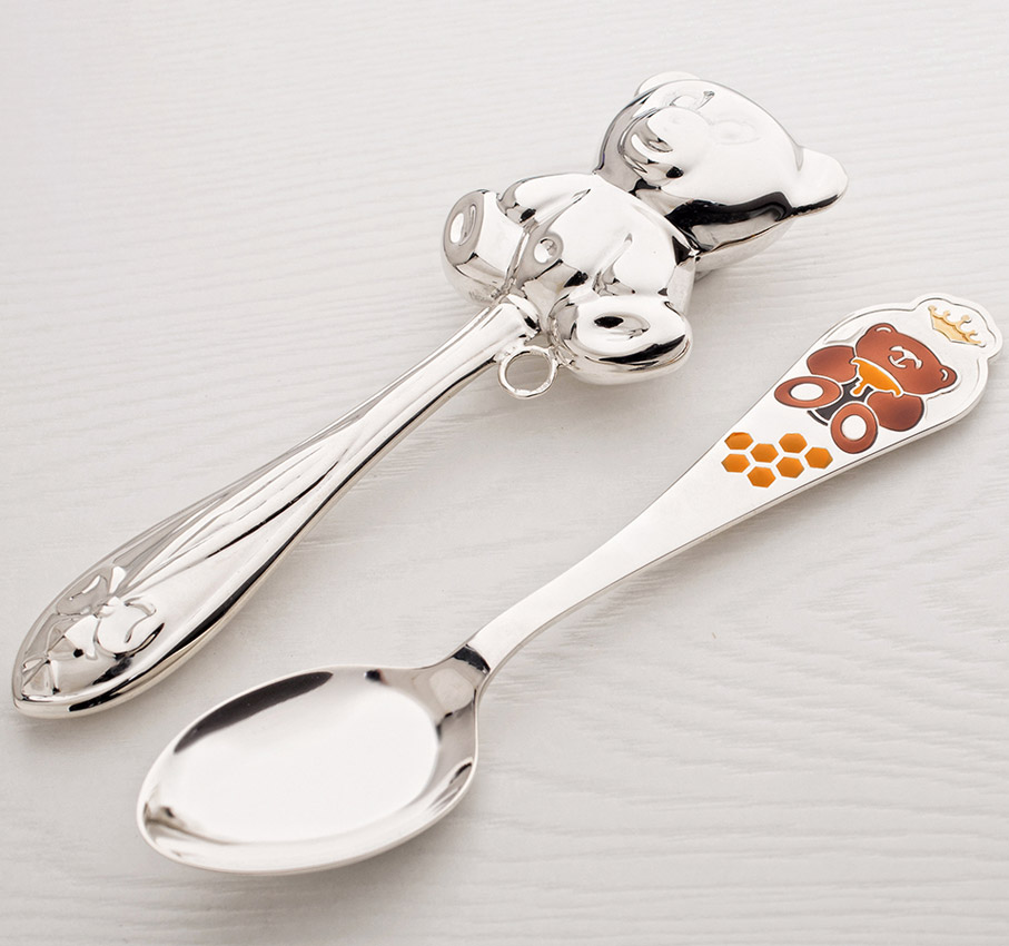 Серебряная ложка и погремушка "Мишка" фото 6
