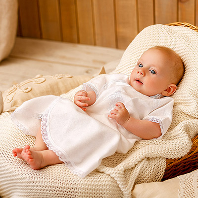 Крестильная рубашка "Кружевное перышко" - миниатюра фотографии товара в каталоге ЛиноБамбино