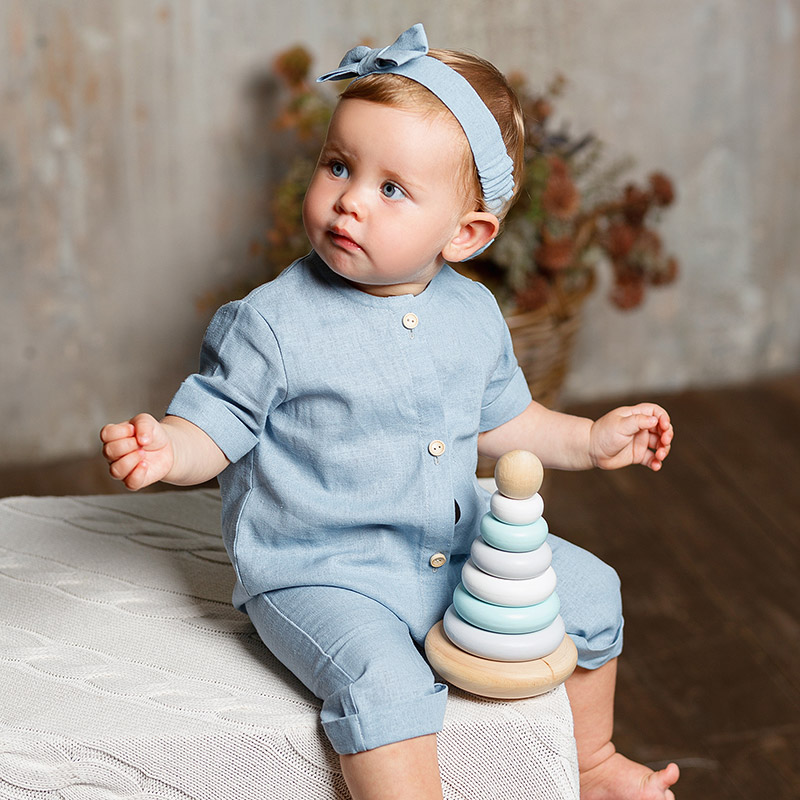 Льняной комбинезон Ветерок серо-голубой фото 6