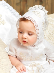 Чепчик с золотой вышивкой "София" - миниатюра фотографии товара в каталоге ЛиноБамбино