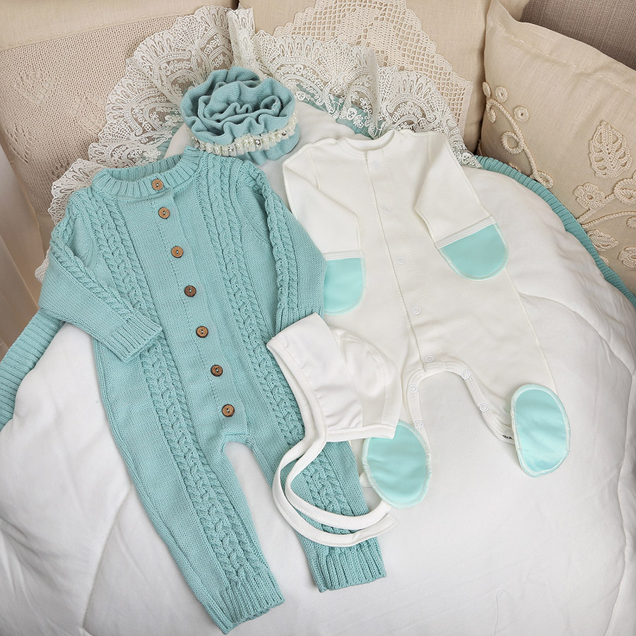 Вязаный комплект на выписку "Жемчуг" тиффани фото 8