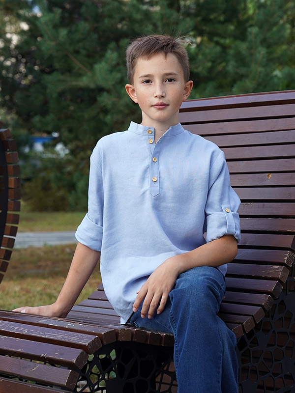 Рубашка для мальчика лен перванш фото 9