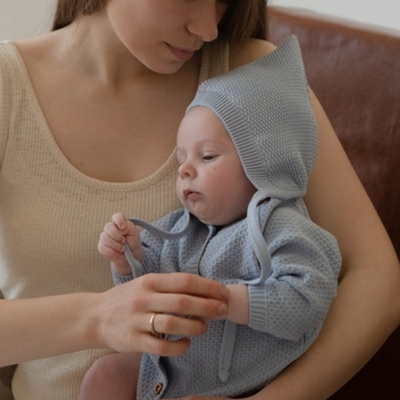 Вязаная шапочка ELF небесная - миниатюра фотографии товара в каталоге ЛиноБамбино