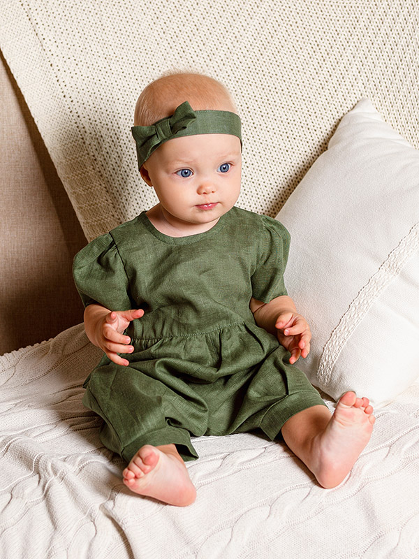 Льняной комбинезон Безе зеленый фото 1