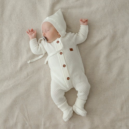 Вязаный текстурный комбинезон Молочный фото 1