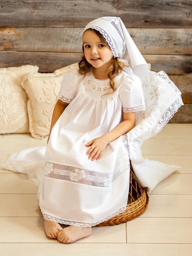 Крестильный набор для девочки "Ксения" с полотенцем - миниатюра фотографии товара в каталоге ЛиноБамбино