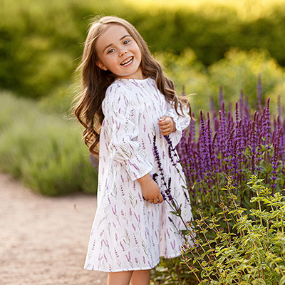 Фото товара "Платье Веточки лаванда муслин" при наведении