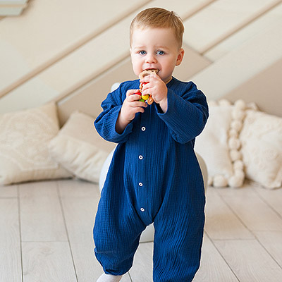 Комбинезон Облачко темно-синий из муслина