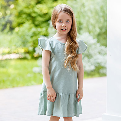 Платье Нимфа полынь лён - миниатюра фотографии товара в каталоге ЛиноБамбино