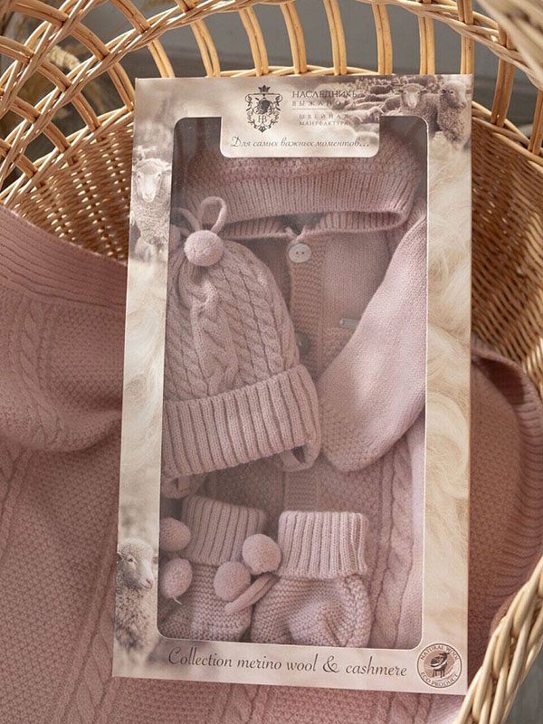 Вязаный комплект "Теплуша", пудра фото 4