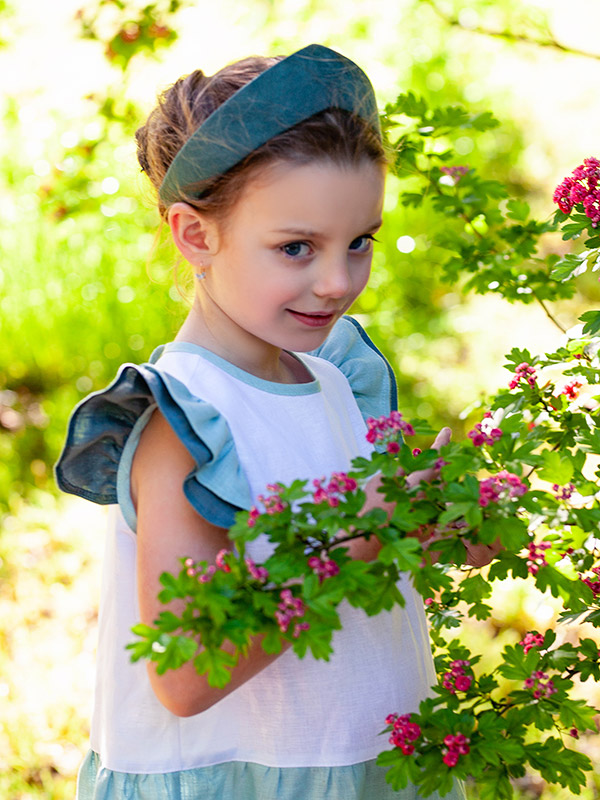 Льняной сарафан Кокетка зелено-голубой фото 6