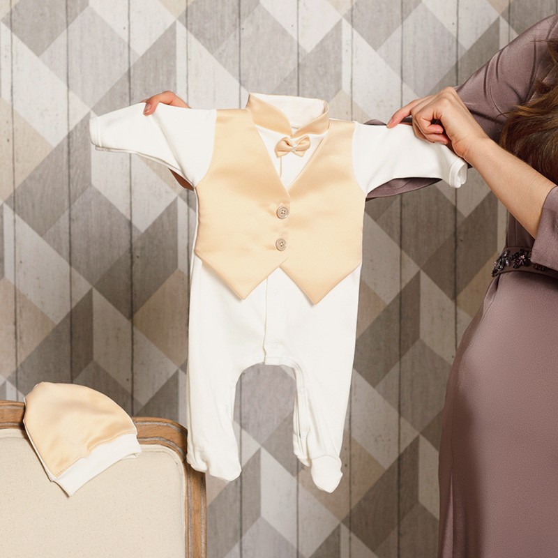 Комплект на выписку мальчика "Самия" бежевый фото 3