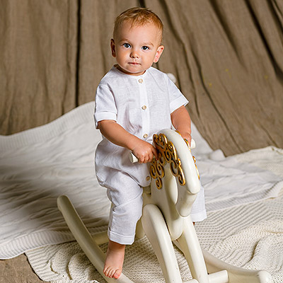 Фото товара "Льняной комбинезон Ветерок белый" при наведении