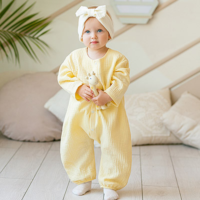 Комбинезон Облачко желтый из муслина