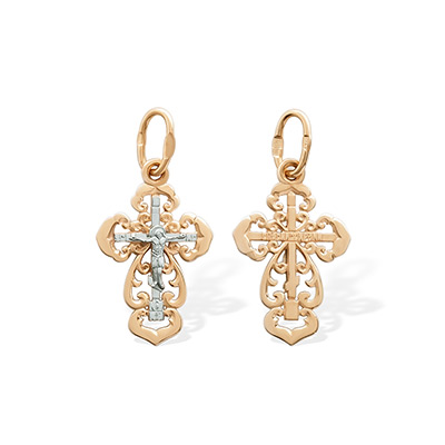 Золотой крестик 14592АКВ - миниатюра фотографии товара в каталоге ЛиноБамбино