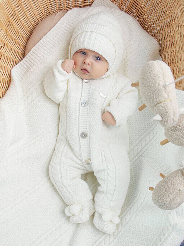 Вязаный комплект "Теплуша", экрю фото 1