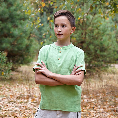 Рубашка для мальчика салатовый муслин