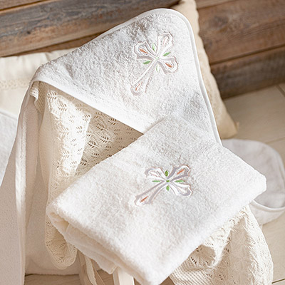 Махровое крестильное полотенце с уголком "Крест с листочками" фото 7