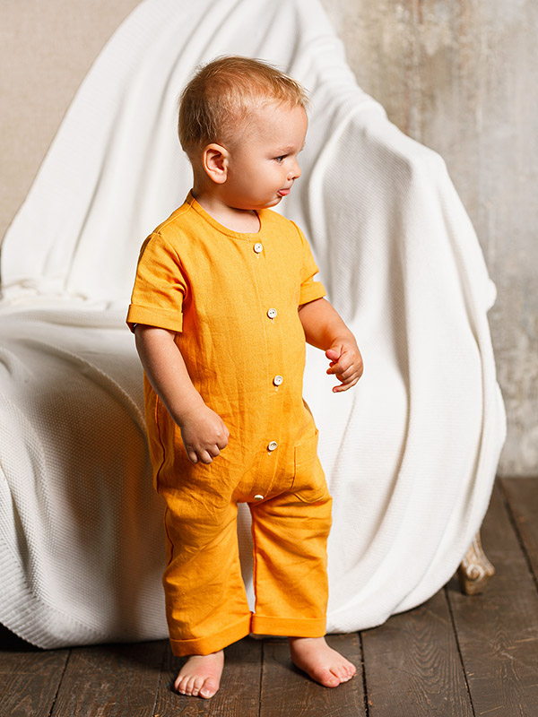 Льняной комбинезон Ветерок желтый фото 4