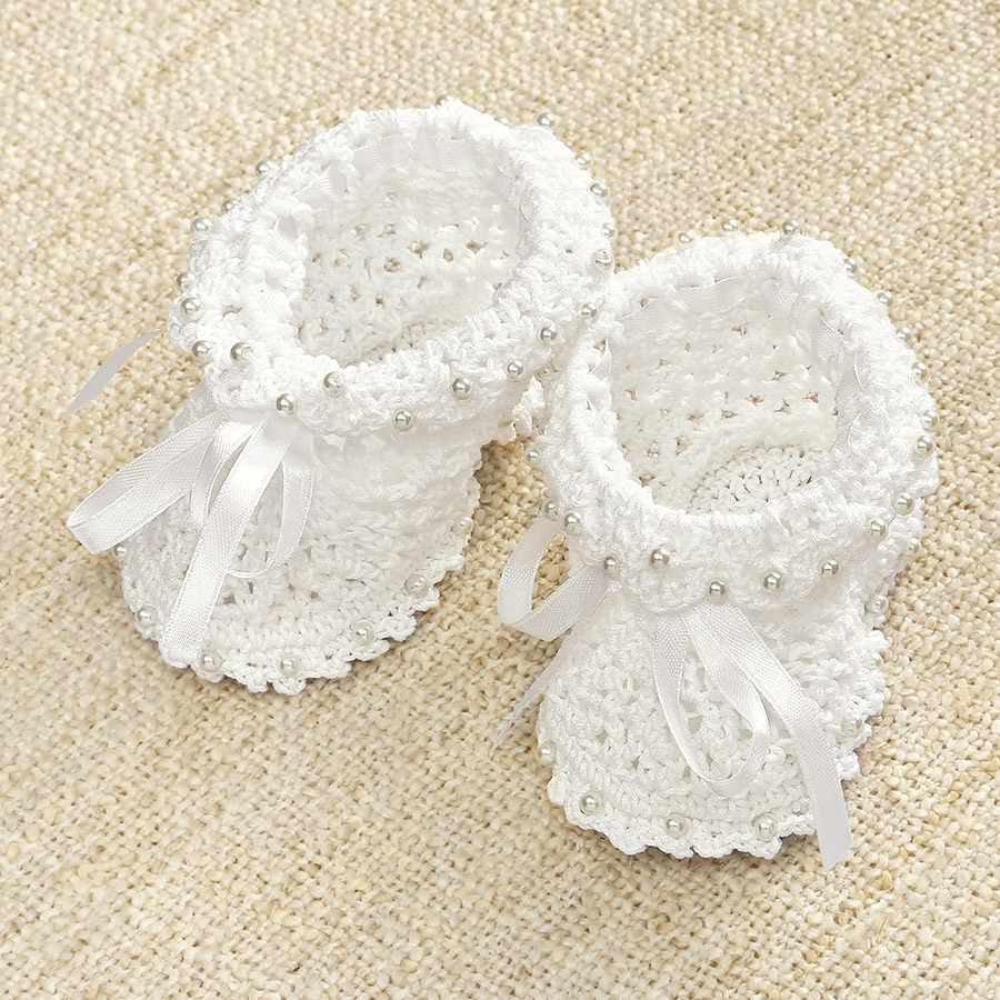 Вязаные пинетки для ребенка "Бусинки" фото 1