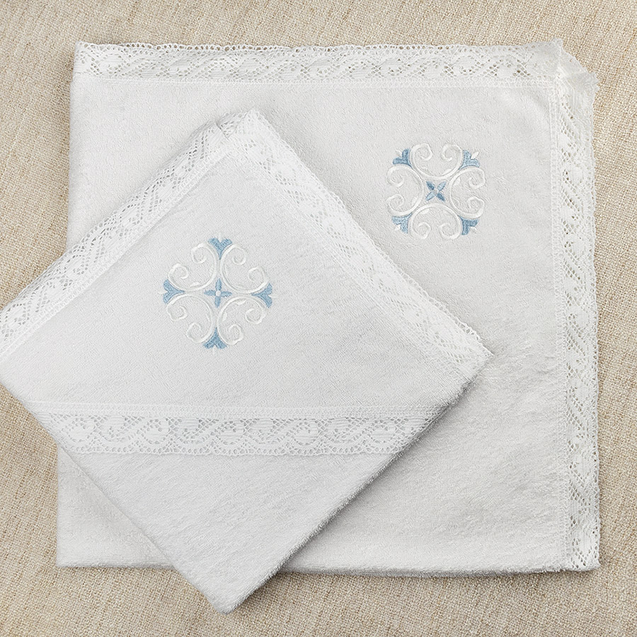 Кружевное крестильное полотенце кудрявый крест фото 1