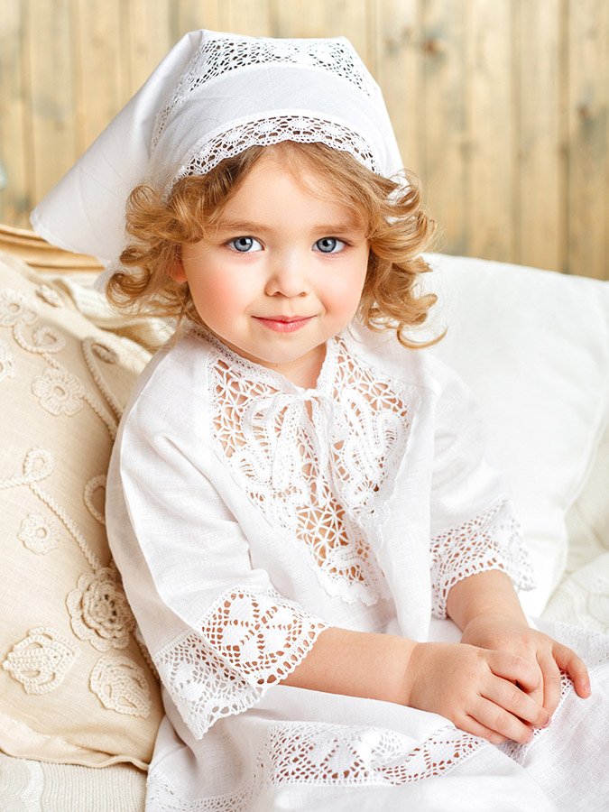 Крестильный комплект "Мария" для девочки с пеленкой фото 1