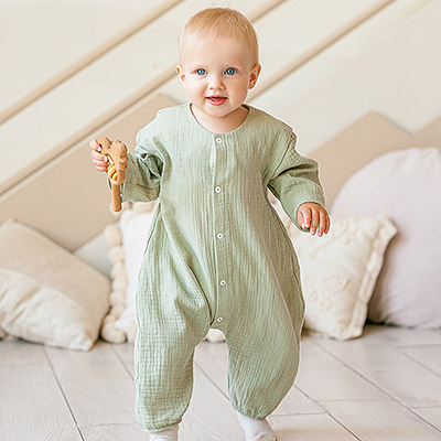 Комбинезон Облачко оливковый из муслина