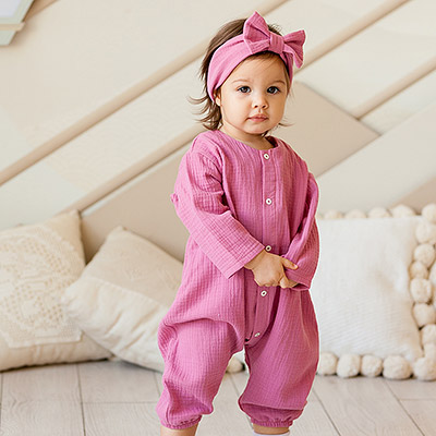 Комбинезон Облачко ягодный из муслина