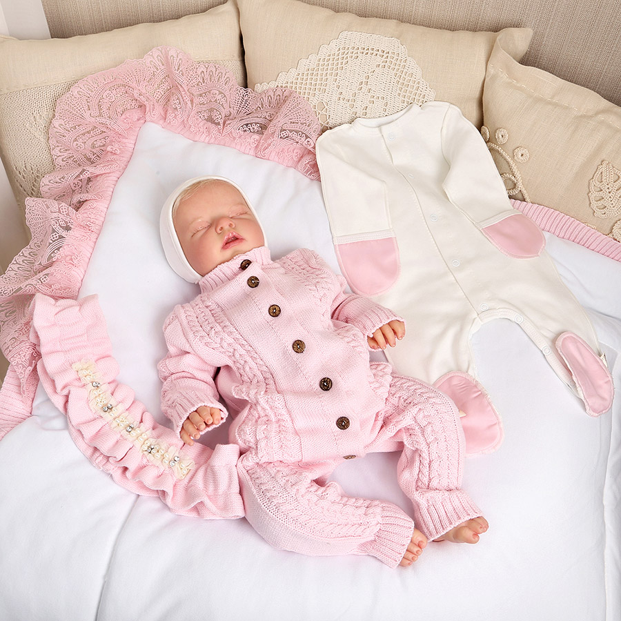 Вязаный комбинезон "Косички" розовый фото 6