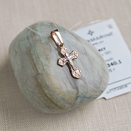 Фото товара "Золотой крестик 10340АКВ" при наведении