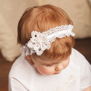 Повязка бело-золотая "София" - миниатюра фотографии товара в каталоге ЛиноБамбино