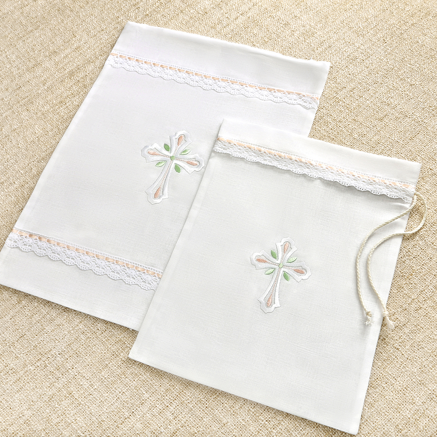 Мешочек для крестильных принадлежностей "Крест с листочками" фото 2