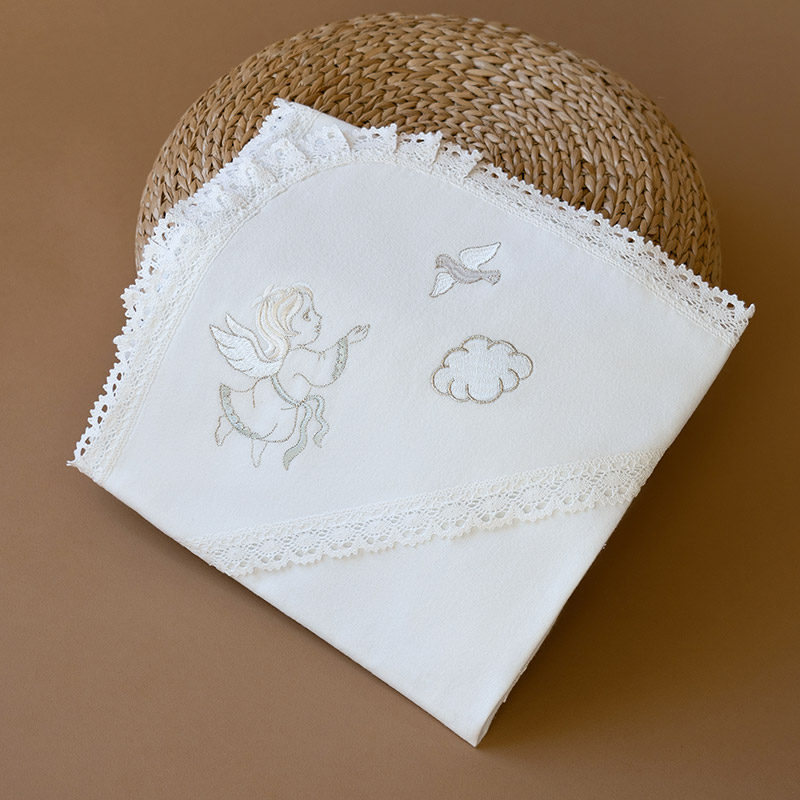 Теплая пеленка для крещения "Ангел" с капюшоном фото 4