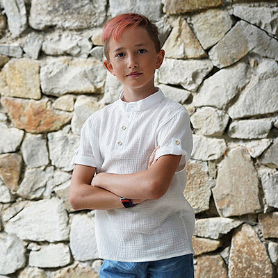 Рубашка для мальчика молочный муслин