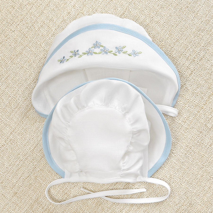 Чепчик-капор с вышивкой "Незабудка" фото 2