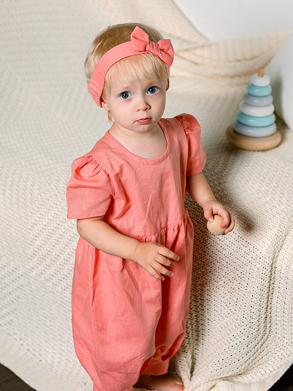 Льняной комбинезон Безе лосось фото 4