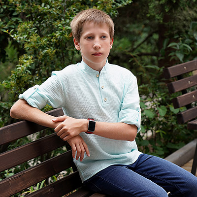 Рубашка для мальчика муслин небесный