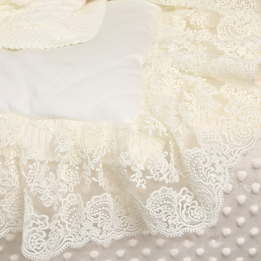 Вязаный комплект на выписку "Жемчуг" молочный фото 9