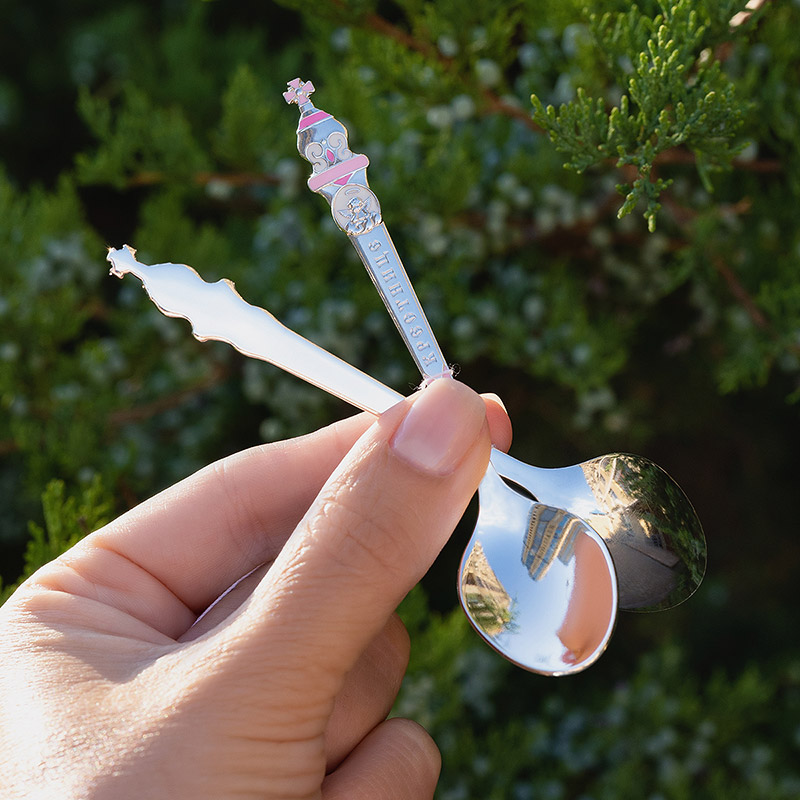 Серебряная ложечка с эмалью Крестнице фото 3